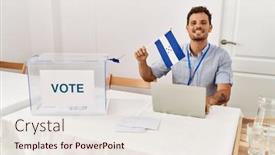  Presentation with confident - Presentation design enhanced with young-hispanic-man-smiling-confident background and a sky blue colored foreground