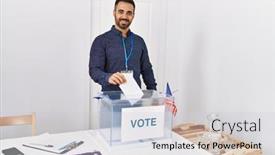 Presentation with voting - Theme featuring young-hispanic-man-smiling-confident background and a light gray colored foreground