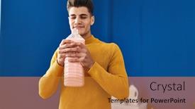  Presentation with laundry detergent - Presentation theme with young-hispanic-man-smiling-confident background and a gold colored foreground