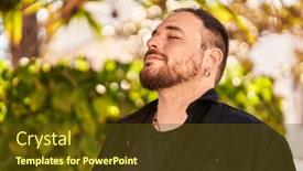  Presentation with breathing - Presentation design having young-hispanic-man-smiling-confident background and a tawny brown colored foreground