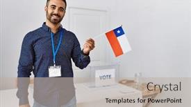  Presentation with chile - Presentation design featuring young-hispanic-man-smiling-confident background and a mint green colored foreground