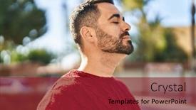  Presentation with breathing - Slide set with young-hispanic-man-smiling-confident background and a tawny brown colored foreground