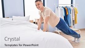  Presentation with confident - PPT theme featuring young-hispanic-man-smiling-confident background and a white colored foreground