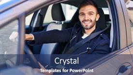  Presentation with driving - Presentation theme consisting of young-hispanic-man-smiling-confident background and a ocean colored foreground