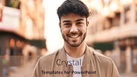  Presentation with confident - PPT theme featuring young-hispanic-man-smiling-confident background and a coral colored foreground