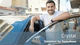  Presentation with car door - Presentation theme featuring young-hispanic-man-smiling-confident background and a  colored foreground