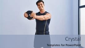  Presentation with confident - Presentation theme enhanced with young-hispanic-man-smiling-confident background and a light blue colored foreground