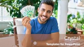  Presentation with hispanic - PPT layouts consisting of young-hispanic-man-smiling-happy background and a coral colored foreground