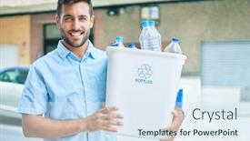  Presentation with plastic recycling - PPT layouts with young-hispanic-man-smiling-happy background and a sky blue colored foreground