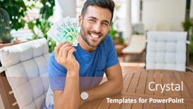  Presentation with college education happy smiling - Theme with young-hispanic-man-smiling-happy background and a coral colored foreground