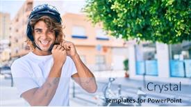 Presentation with moto - Colorful PPT theme enhanced with young-hispanic-man-smiling-happy backdrop and a light blue colored foreground