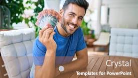  Presentation with australian - Audience pleasing presentation design consisting of young-hispanic-man-smiling-happy backdrop and a coral colored foreground