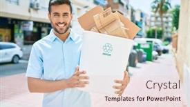  Presentation with bin - Cool new slides with young-hispanic-man-smiling-happy backdrop and a lemonade colored foreground