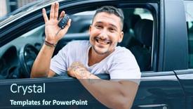  Presentation with car key - Slide set having young-hispanic-man-smiling-happy background and a ocean colored foreground