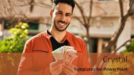  Presentation with city india - Amazing slide set having young-hispanic-man-smiling-happy backdrop and a red colored foreground