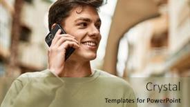  Presentation with college education happy smiling - Slide deck with young-hispanic-man-smiling-happy background and a  colored foreground