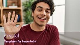  Presentation with saying - Slide set with young-hispanic-man-smiling-happy background and a wine colored foreground