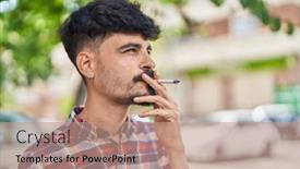  Presentation with smoking - Slides having young-hispanic-man-smoking background and a coral colored foreground