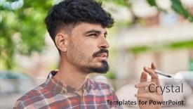  Presentation with smoking - PPT layouts with young-hispanic-man-smoking background and a coral colored foreground