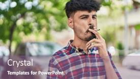  Presentation with smoking - PPT theme with young-hispanic-man-smoking and a  colored foreground