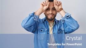  Presentation with hispanic - Theme having young-hispanic-man-standing-over background and a teal colored foreground