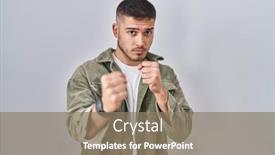  Presentation with defense - PPT theme consisting of young-hispanic-man-standing-over background and a coral colored foreground