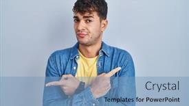  Presentation with direction - Slide deck featuring young-hispanic-man-standing-over background and a teal colored foreground