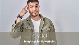  Presentation with great idea - Slides enhanced with young-hispanic-man-standing-over background and a gray colored foreground