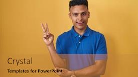  Presentation with hispanic - PPT layouts having young-hispanic-man-standing-over background and a gold colored foreground