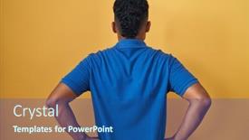  Presentation with body - PPT theme having young-hispanic-man-standing-over background and a ocean colored foreground