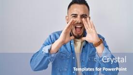  Presentation with hispanic - Presentation theme with young-hispanic-man-standing-over background and a  colored foreground