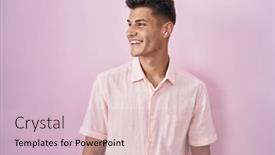  Presentation with pink - Slide deck with young-hispanic-man-standing-over background and a lemonade colored foreground