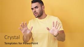  Presentation with forbidden - Theme with young-hispanic-man-standing-over background and a yellow colored foreground