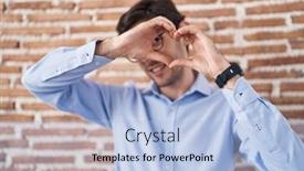  Presentation with shape heart - PPT layouts having young-hispanic-man-standing-over background and a light blue colored foreground