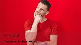  Presentation with hispanic - Slides featuring young-hispanic-man-standing-over background and a crimson colored foreground