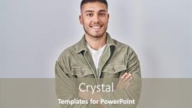  Presentation with camera - Slides enhanced with young-hispanic-man-standing-over background and a gray colored foreground