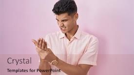  Presentation with arthritis - Presentation theme enhanced with young-hispanic-man-standing-over background and a coral colored foreground
