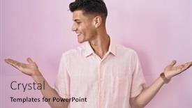  Presentation with comparison - PPT theme with young-hispanic-man-standing-over background and a lemonade colored foreground