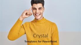  Presentation with thought - Presentation with young-hispanic-man-standing-over background and a gold colored foreground