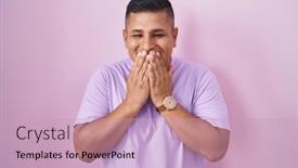  Presentation with scandal - PPT theme having young-hispanic-man-standing-over background and a soft green colored foreground