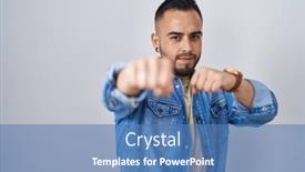  Presentation with violence - PPT layouts consisting of young-hispanic-man-standing-over background and a teal colored foreground