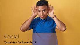  Presentation with deaf - Slides featuring young-hispanic-man-standing-over background and a gold colored foreground