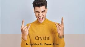  Presentation with rock star - Presentation with young-hispanic-man-standing-over background and a gold colored foreground