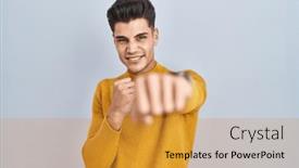  Presentation with violence - PPT theme enhanced with young-hispanic-man-standing-over background and a gold colored foreground