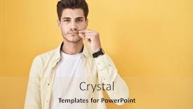  Presentation with lips mouth - Slides featuring young-hispanic-man-standing-over background and a lemonade colored foreground