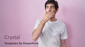  Presentation with sleepiness - Slide deck enhanced with young-hispanic-man-standing-over background and a soft green colored foreground