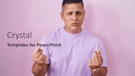  Presentation with pink business - Slide set enhanced with young-hispanic-man-standing-over background and a lemonade colored foreground