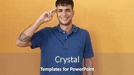  Presentation with great idea - Slide deck consisting of young-hispanic-man-standing-over background and a ocean colored foreground