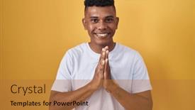  Presentation with forgiveness - PPT layouts having young-hispanic-man-standing-over background and a coral colored foreground