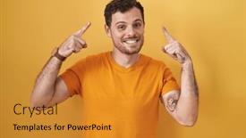  Presentation with thought - Presentation featuring young-hispanic-man-standing-over background and a gold colored foreground